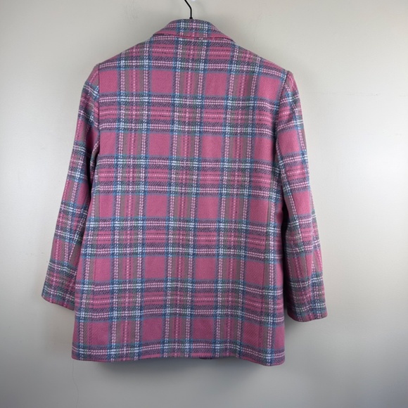 Vintage Hunt Club women’s pink plaid wool blend blazer size 12P - Picture 7 of 9